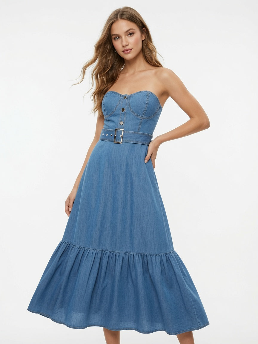 Vestido Hautemonde denim bustier