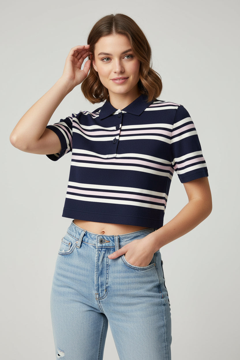 BLUSA MC LOVE POEM POLO/RAYAS