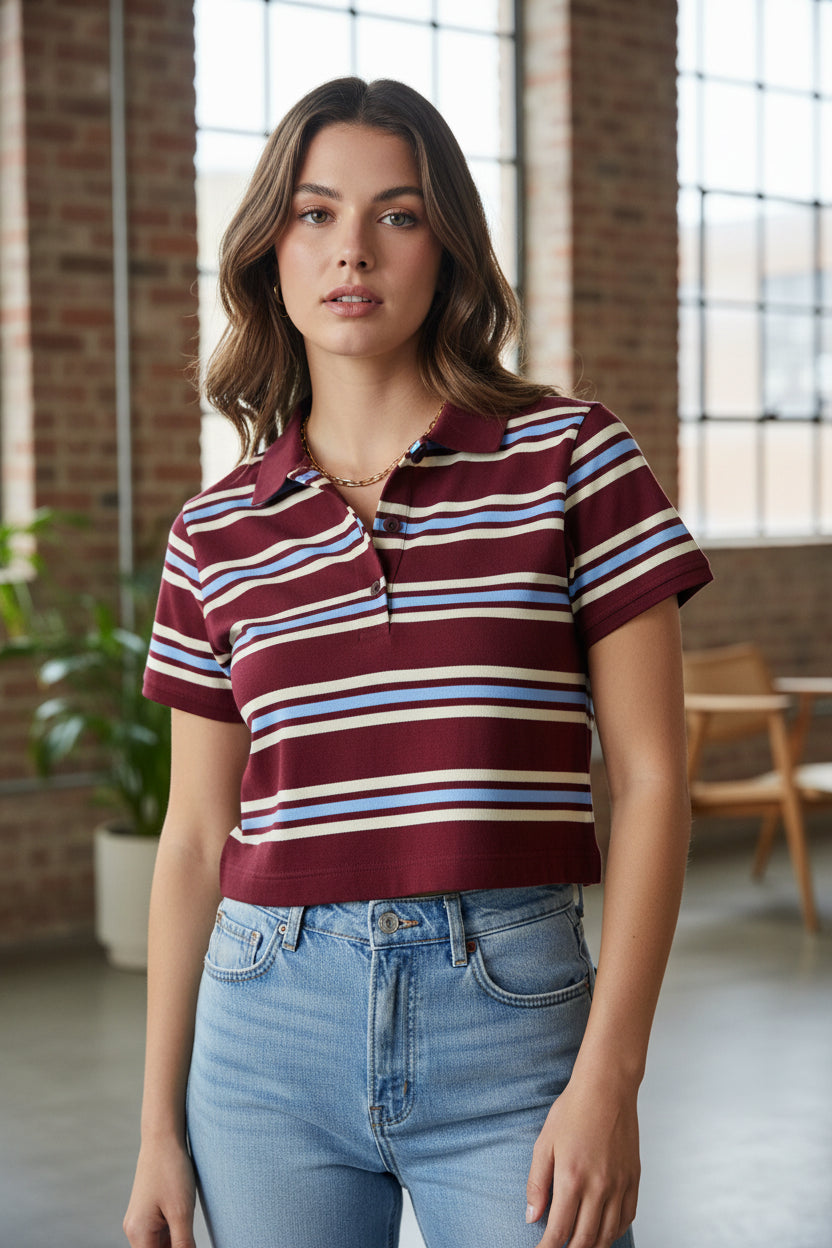 BLUSA MC LOVE POEM POLO/RAYAS