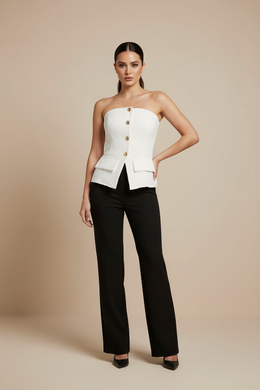 BLUSA SM LOVE POEM STRAPLESS BOTONS