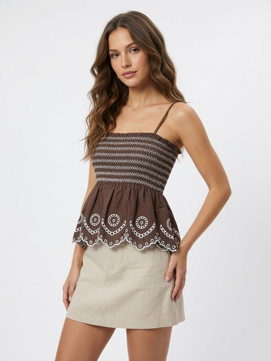 Top Hautemonde mocha bordado