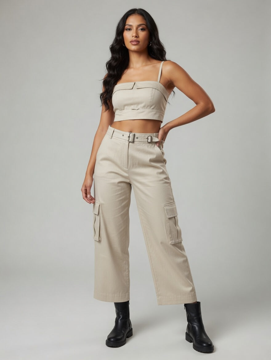 SET BALBOA CROP TOP/PANT CARGO