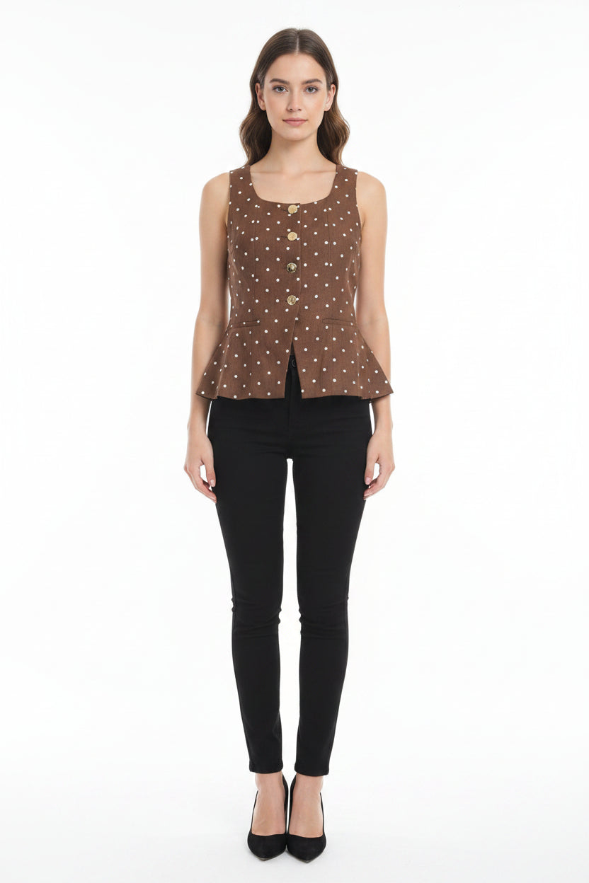 BLUSA SM LOVE TREE POLKA CHALECO BOTONS