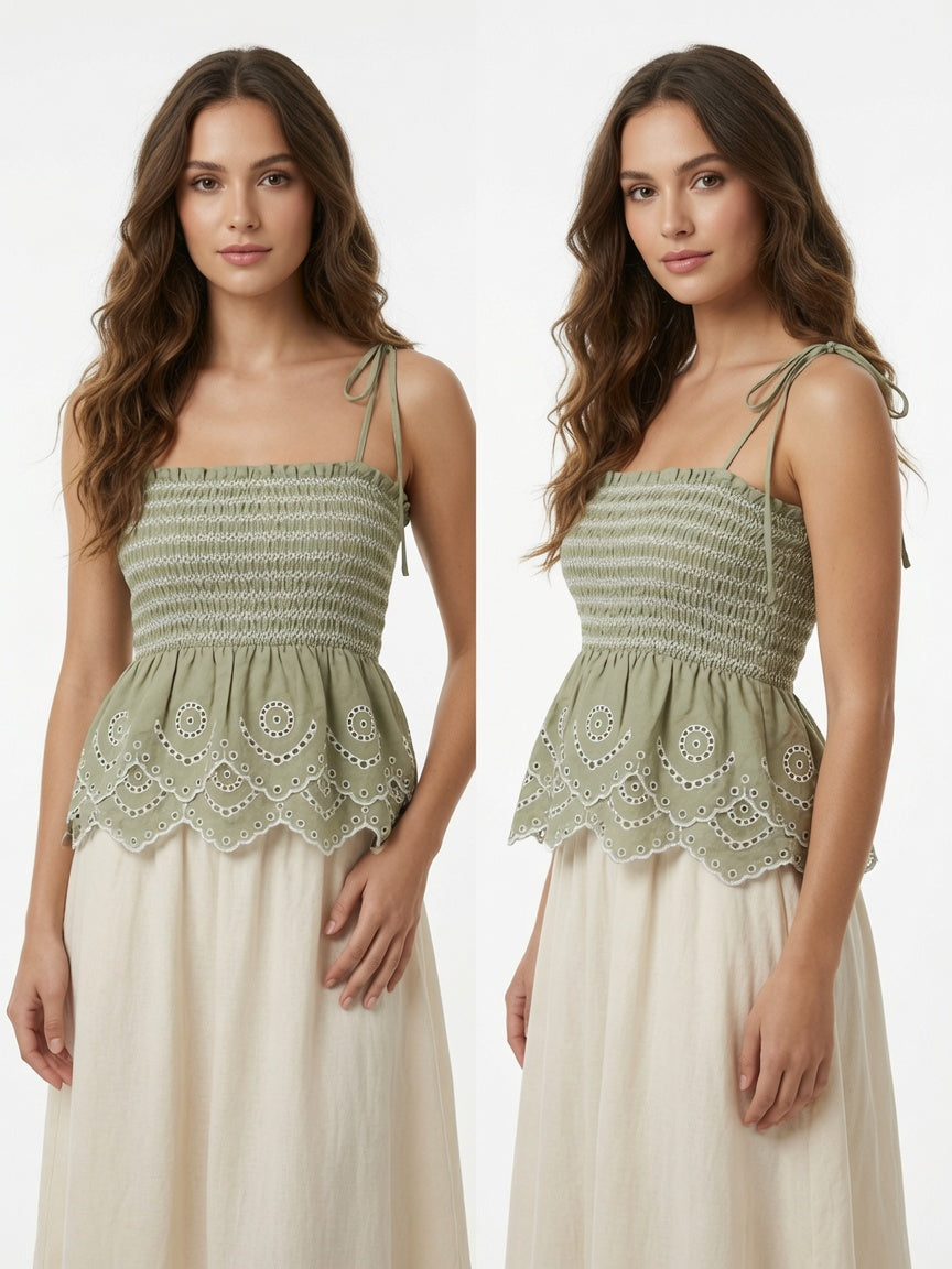 Top Hautemonde olivo bordado