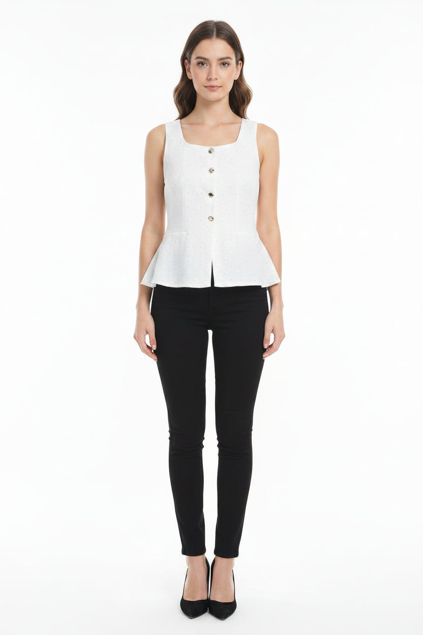 BLUSA SM LOVE TREE POLKA CHALECO BOTONS